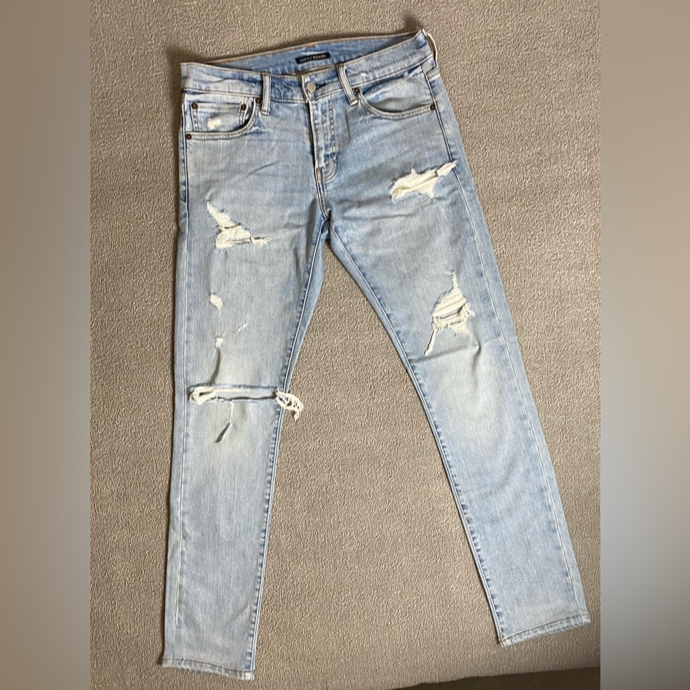 Lucky Brand Women’s Long 30x32 Light Distressed Stretch Mid Rise Denim Jeans